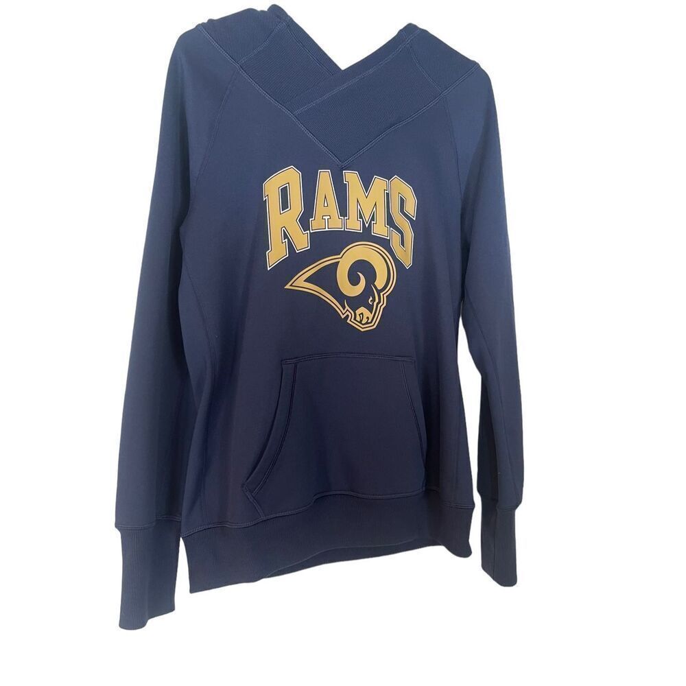 Nike Womens Navy Blue NFL Team Apparel Therma-Fit Los Angeles Rams Hoodie Large